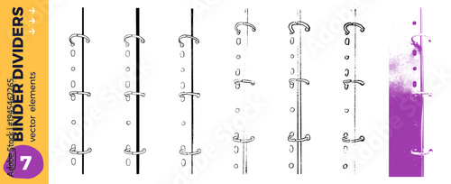 Notebook of file binder divider set for collage and social media graphic. Doodle school border for scrapbook. Vector collection of elements for handmade naive design. Decorative shapes isolated.