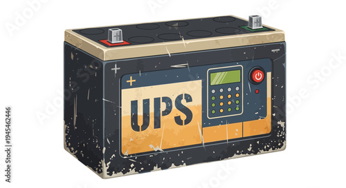 Vintage UPS battery with digital display and power button