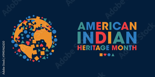 National American Indian Heritage Month, Colorful Poster, Banner Design Template.
