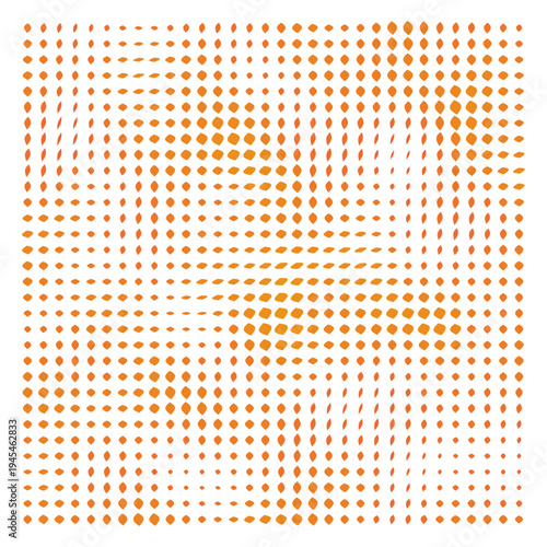 Vector Field Grid of Leaves - Abstract Orange Leaf Grid Art