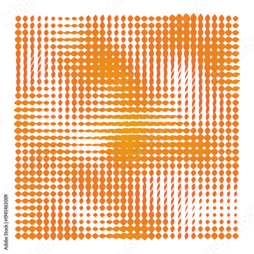 Vector Field Grid of Leaves - Abstract Orange Leaf Grid Art