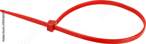 Cuadro en lienzo Red cable tie isolated on white background