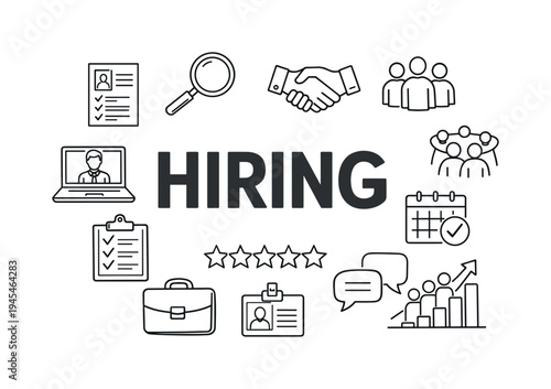 Professional recruitment and hiring process where companies search for qualified candidates, evaluate skills and build strong teams through structured talent acquisition strategies. HIRING