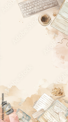 Coffee Cup on a Desk Workspace.