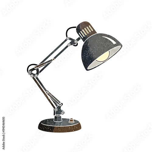 Adjustable desk lamp with articulated arm and textured finish, isolated on white.