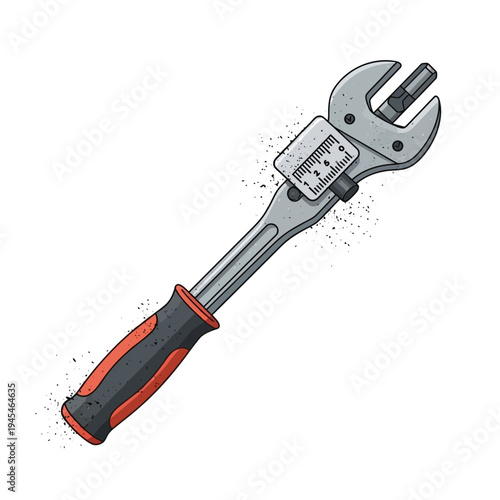 Adjustable wrench with built-in measurement scale