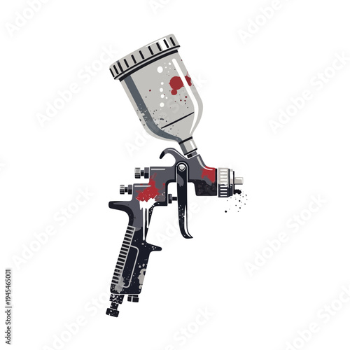 Paint Sprayer with Red Paint Splatters