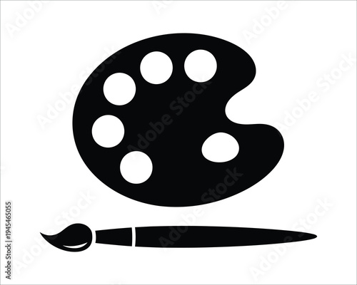 Painter's palette and brush icon