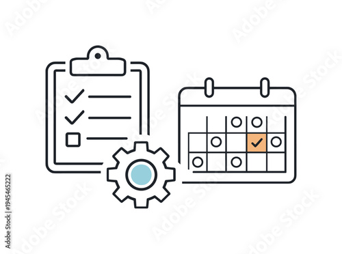 Structured project management and organized workflow coordination for professionals handling complex tasks and deadlines in modern business environments, a simple clipboard checklist beside