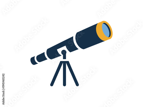 A minimalist vector illustration of a telescope on a tripod, perfect for astronomy and stargazing themes