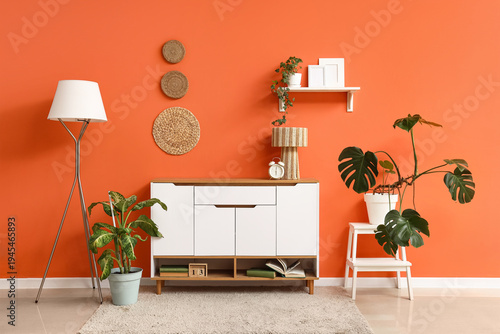 Chest of drawers, floor lam...