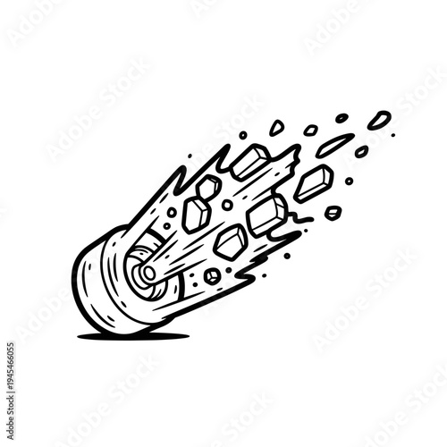 Exploding Meteorite with Debris Flying Outward.