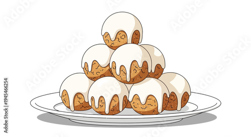 Set of 8 white chocolate truffles on a plate vector