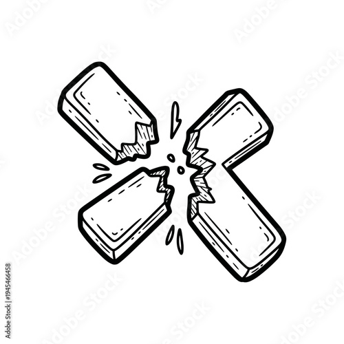 Broken Chocolate Bar Illustration.