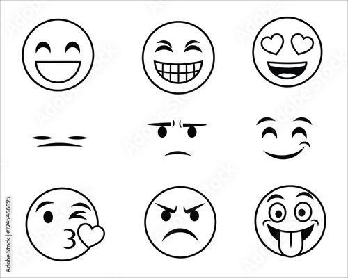 A collection of 8 emoticon faces with various expressions
