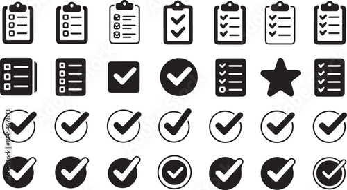 checkmark set round square badge ui elements for apps and web