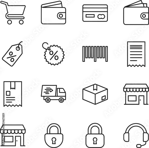 Set of 12 e-commerce icons vector