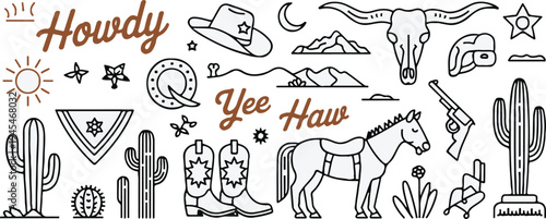 cowboy desert emblem collection lasso badge cactus bandana