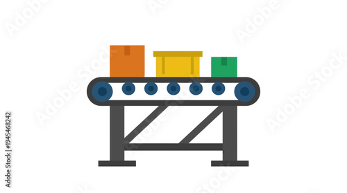 industrial conveyor belt machine icon, flat vector icon