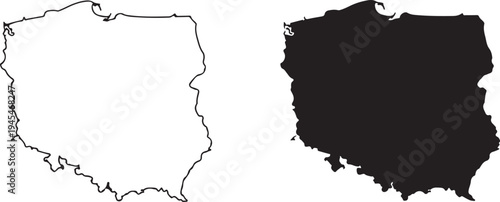 Poland map silhouette poland map outline and silhouette Icon ,white background for geography and travel
