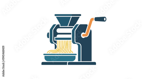 Minimal flat vector icon of manual noodle making machine for small food industry