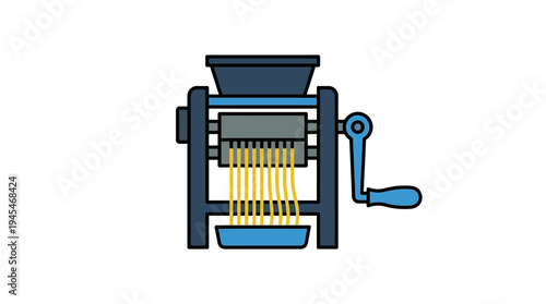Minimal flat vector icon of manual noodle making machine for small food industry