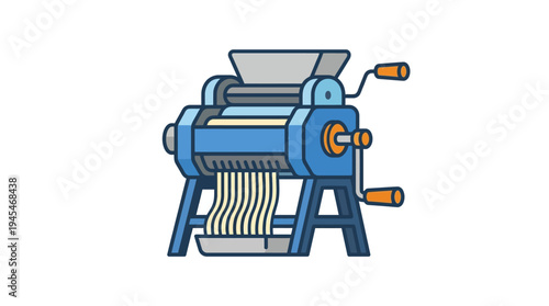 Minimal flat vector icon of manual noodle making machine for small food industry