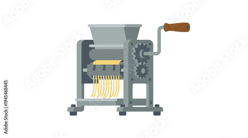 Minimal flat vector icon of manual noodle making machine for small food industry