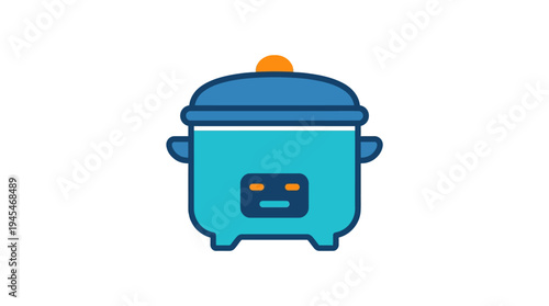 rice cooker kitchen appliance icon, flat vector icon 