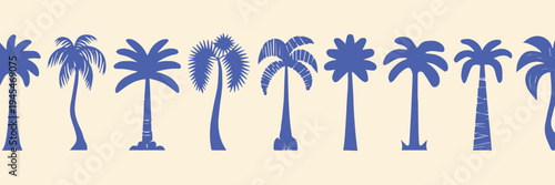 palm tree vector icons row of stylized blue palms for branding use web