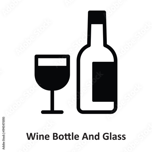 Wine Bottle And Glass Vector Icon which can easily modify or edit