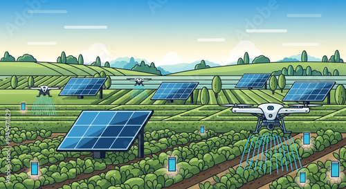 Revolutionary solar farm innovation using drones for advanced crop monitoring and sustainable agriculture