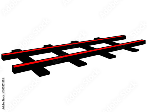 railway track silhouette, black illustration of railroad tracks