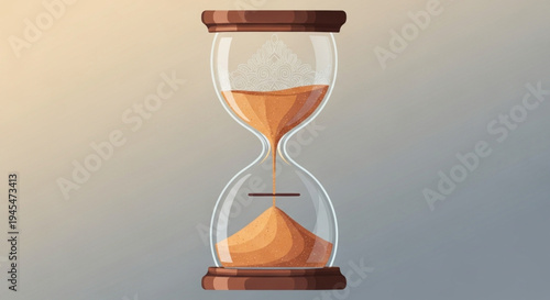 Illustration of an hourglass with flowing sand, representing the concept of time, urgency, deadlines, and efficient management