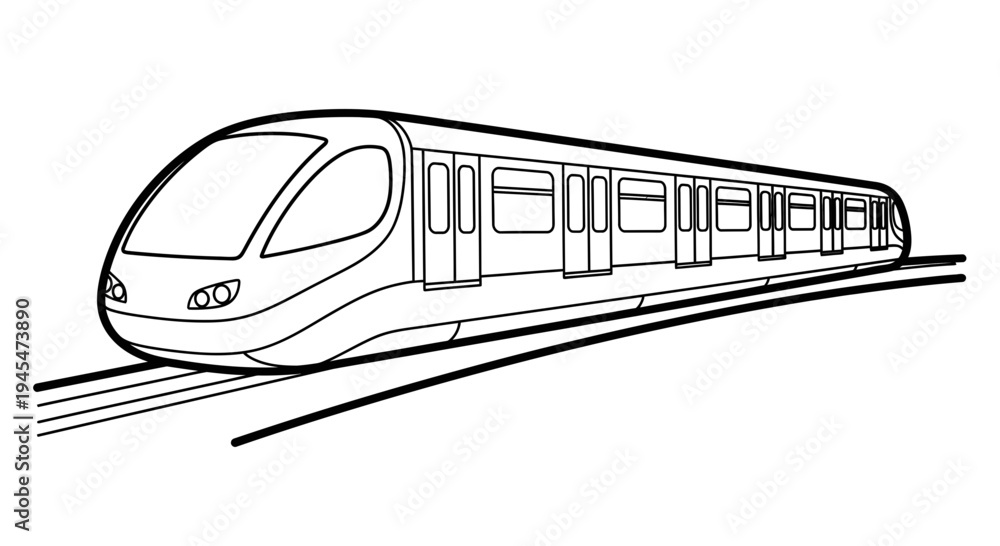 Fototapeta premium Modern train illustration on tracks