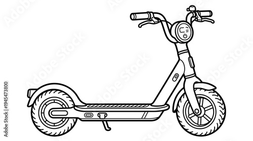 Electric Scooter Line Art