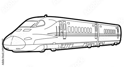 High-speed bullet train outline drawing. Modern express locomotive.