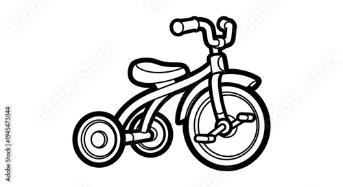 Line art illustration of a child's tricycle