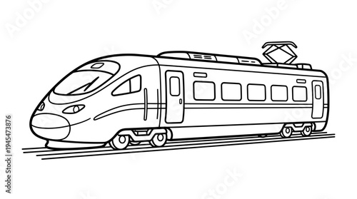 Modern high-speed train illustration, line art