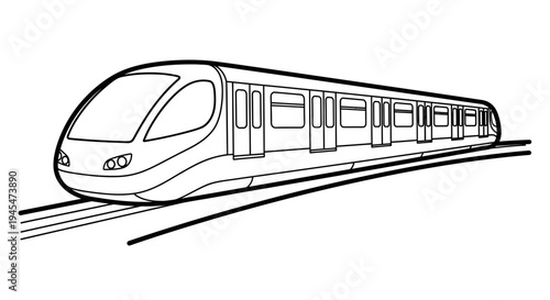 Modern train illustration on tracks