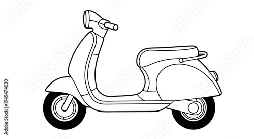 Retro scooter outline illustration