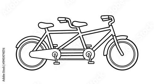 Tandem Bicycle Line Art Icon