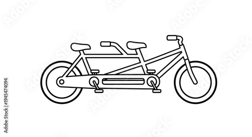 Tandem bicycle line art illustration