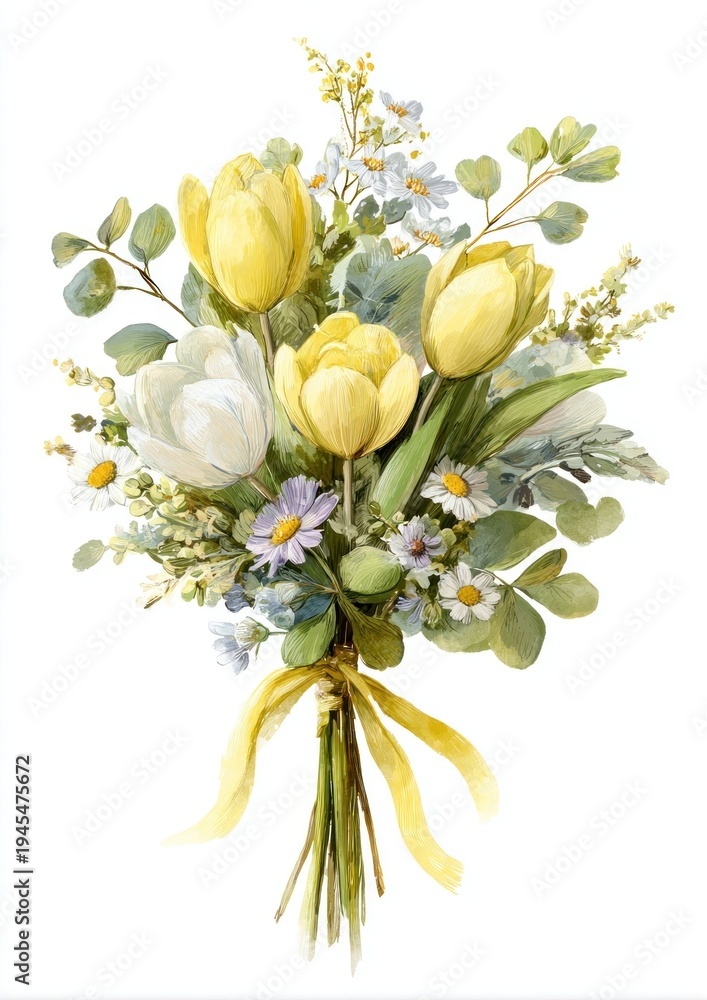 Fototapeta premium Elegant floral bouquet illustration.