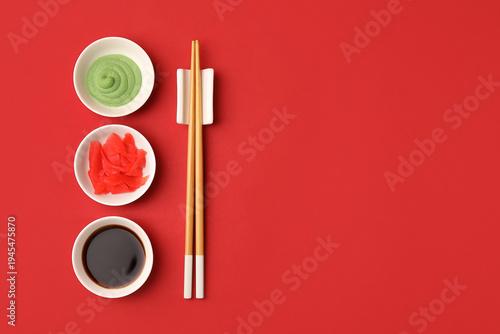 Chopsticks, bowls with wasa...