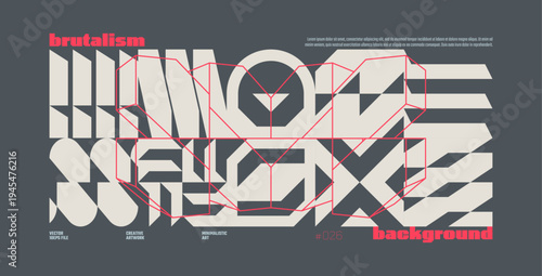 Abstract vector geometric background, tech shapes and lines composition, cyberpunk y2k gaming futuristic pattern, symmetrical trendy colorful modernism artwork banner in brutalism aesthetics