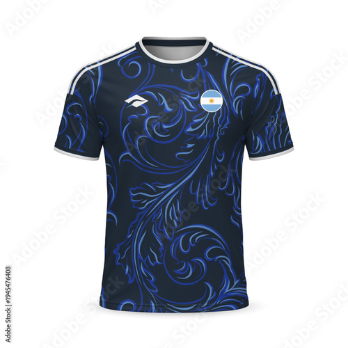 Bilde på lerret 3d realistic away soccer jersey Argentina national team, template for football k
