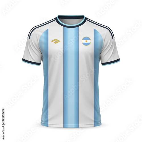 3d realistic home soccer jersey Argentina national team, template for football kit 2026