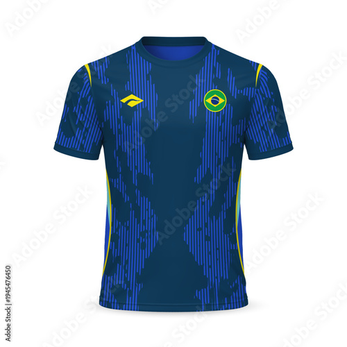 3d realistic away soccer jersey Brazil national team, template for football kit 2026