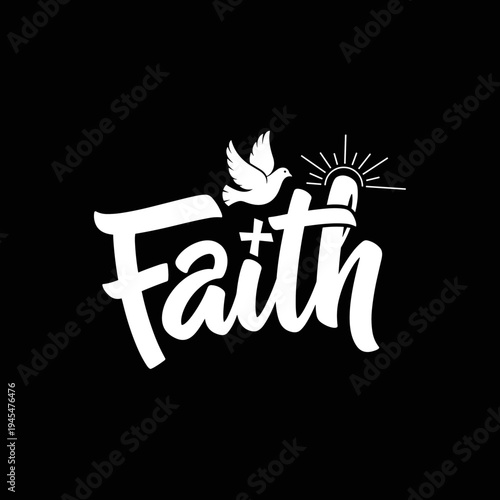 Faith Dove Cross Sunrise Religious Symbol.